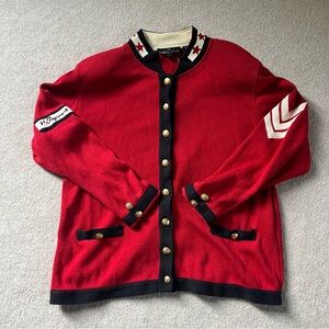 Carole Little Vintage Women’s Red Embroidered Cardigan